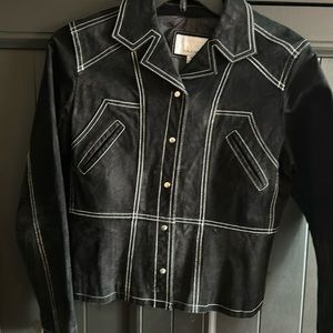 Wilsons Leather Maxima Cropped Western Style Jacket Size Medium in Black